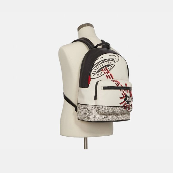 Coach Disney Mickey Mouse X Keith Haring West Backpack UFO Space Bag Large - Picture 4 of 10